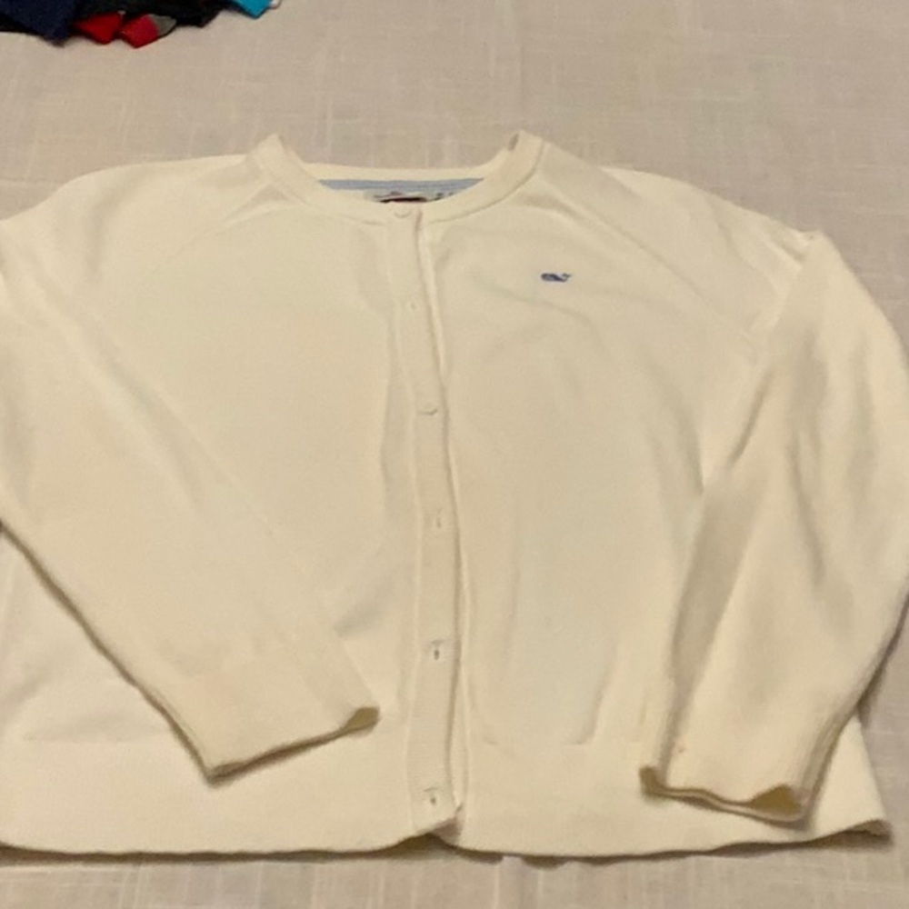 Used Girls Vineyard Vines Cardigan Color Cream Size L